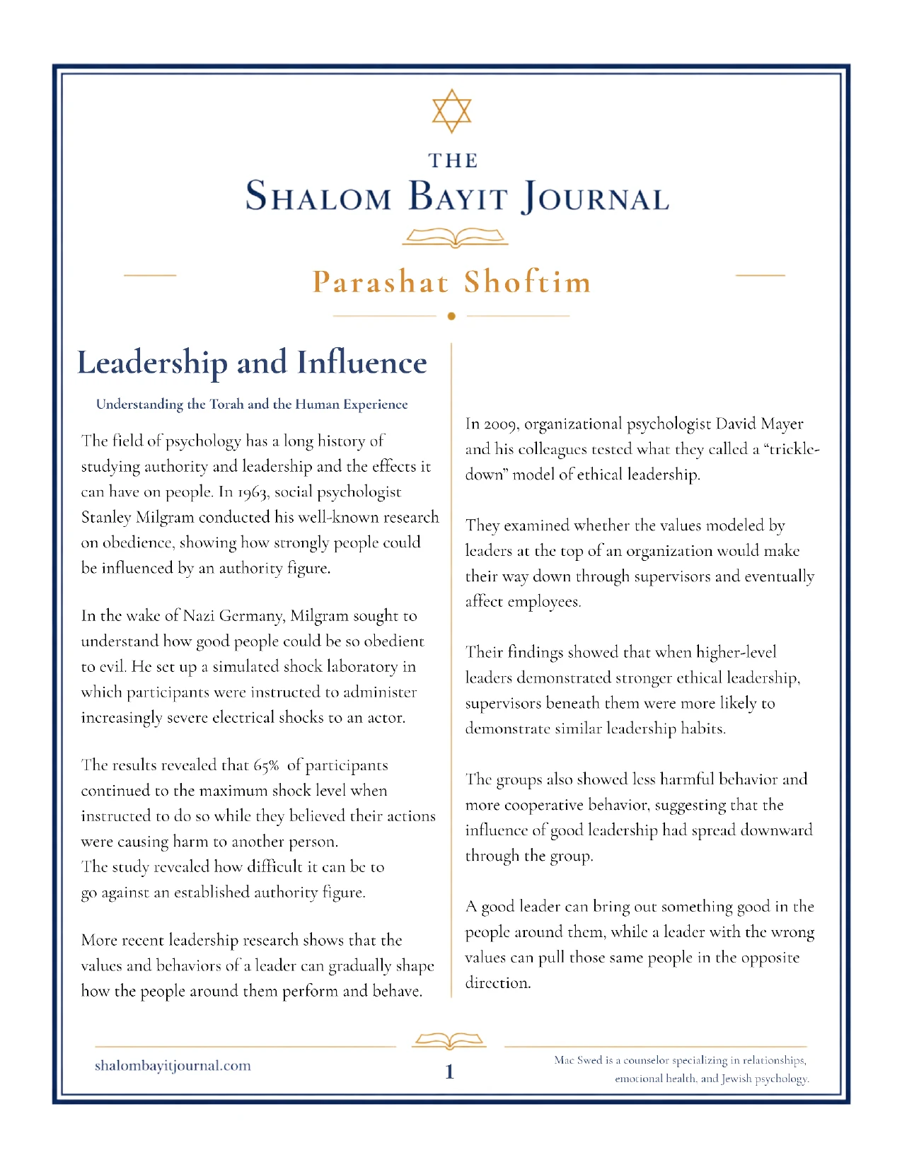 Leadership and Influence, page 1
