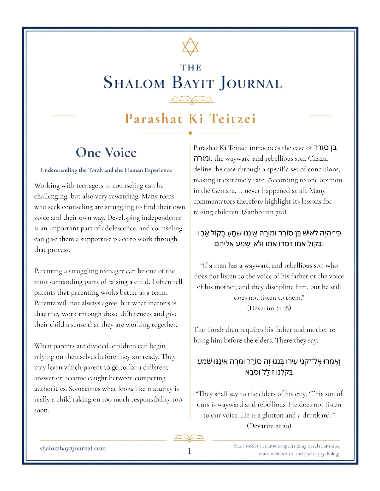 One Voice, page 1