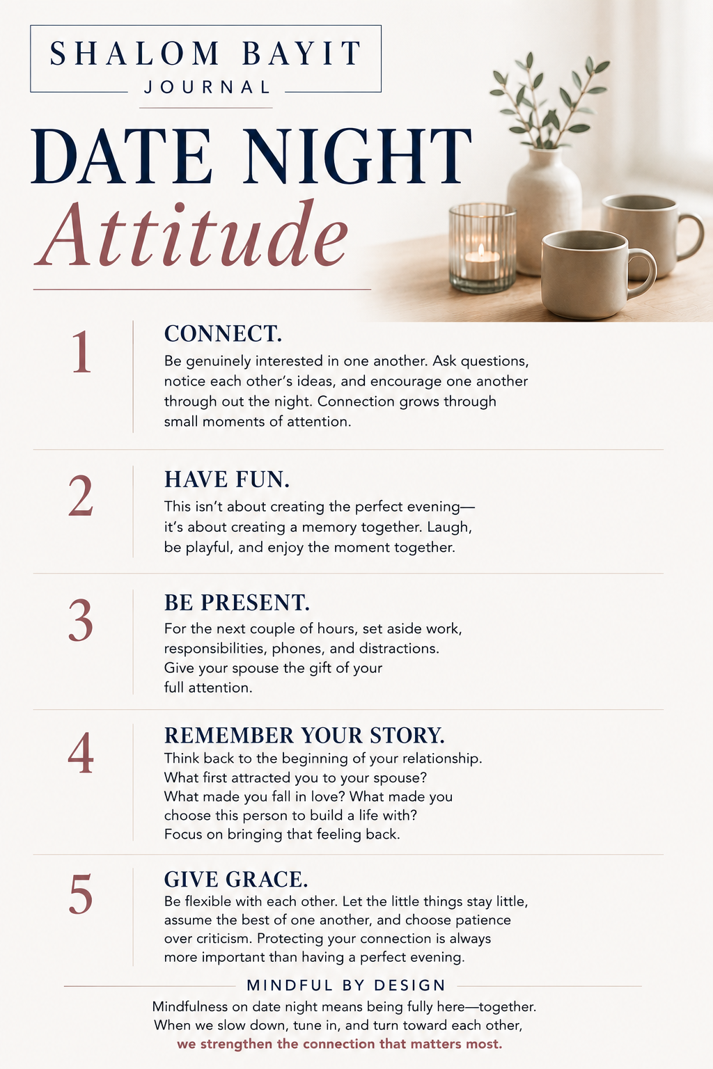 Date Night Attitude relationship guide from the Shalom Bayit Journal